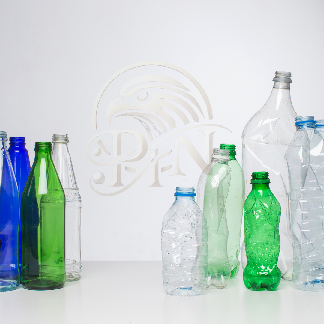 Recycled glass bottles